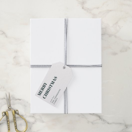 Modern Minimal Hedendaags Groen Vrolijk Kerstfeest Cadeaulabel (Met Touw)
