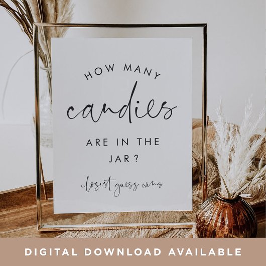 Modern Minimal Hoeveel Snoepjes Douche Game Sign Poster