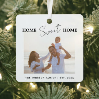 Modern Minimal Home Sweet Home Photo Metalen Ornament