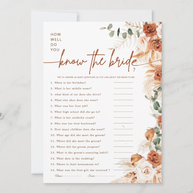 Modern Minimal How Well Do You Know the Bride Game (Voorkant)