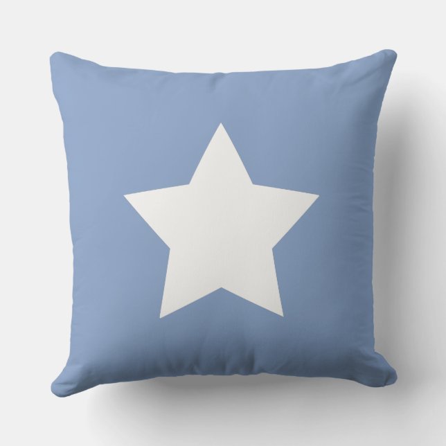 Modern minimal Initials Star Blue white Buitenkussen (Achterkant)