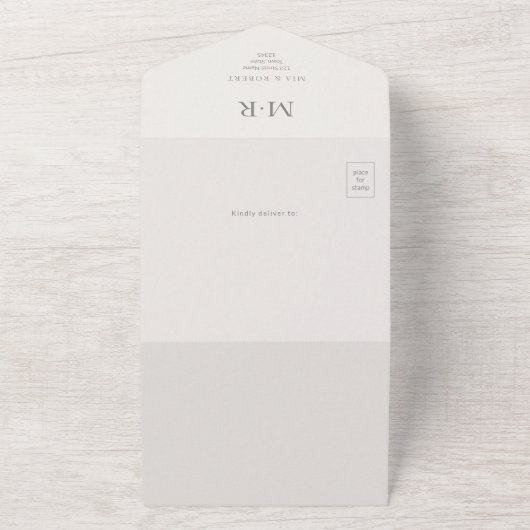 Modern Minimal Intimate Wedding All In One Uitnodiging (Buitenkant)