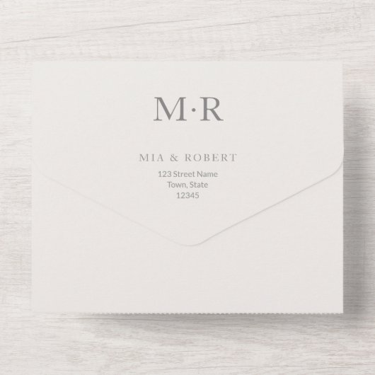 Modern Minimal Intimate Wedding All In One Uitnodiging (Achterkant)