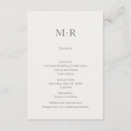 Modern Minimal Intimate Wedding Details Card Informatiekaartje