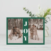 Modern Minimal Joy Christmas Green 3 Foto Feestdagenkaart (Staand voorkant)