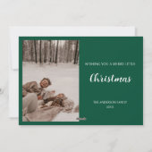 Modern Minimal Joy Christmas Green 3 Foto Feestdagenkaart (Achterkant)