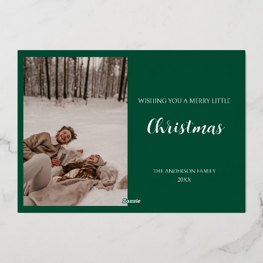 Modern Minimal Joy Christmas Green 3 Foto Folie Feestdagenkaart (Achterkant)