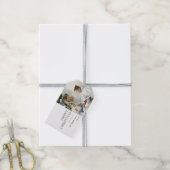Modern Minimal Kerstmis Familie Foto Cadeaulabel (Met Touw)