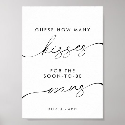 Modern Minimal Kisses voor Mrs Vrijgezellenfeest G Poster (Voorkant)
