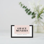 MODERN MINIMAL kleurblok chic zwart blush roze Visitekaartje (Staand voorkant)