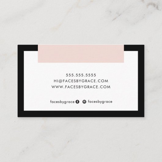 MODERN MINIMAL kleurblok chic zwart blush roze Visitekaartje (Achterkant)