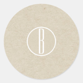 Modern Minimal Kraft Rustic Monogram Weddenschap Ronde Sticker