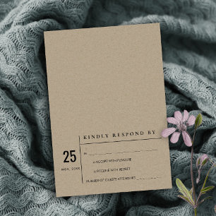 MODERN MINIMAL KRAFT TYPOGRAPHY WEDDING RSVP KAART