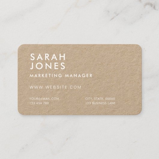 Modern Minimal Kraft Visitekaartje (Voorkant)