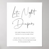 Modern Minimal Late Night Luiers Baby shower teken Poster (Voorkant)