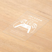 Modern Minimal Level Up Gamer Kids Verjaardagsfees Acryl Uitnodigingen (Laagn)