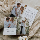 Modern Minimal "Liefde & Bedankt" Foto Bruiloft Bedankkaart