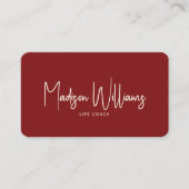 Modern Minimal Life Coach QR Code | Cherry Red Visitekaartje (Voorkant)