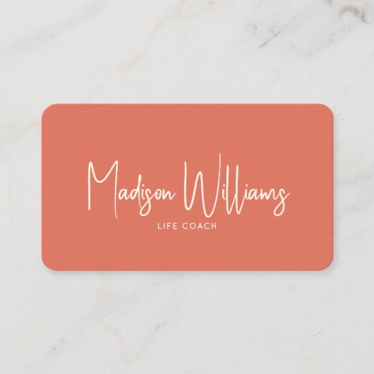 Modern Minimal Life Coach QR Code | Terracotta Visitekaartje (Voorkant)