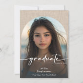 Modern Minimal Linen Afstuderen Aankondiging (Voorkant)