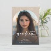 Modern Minimal Linen Afstuderen Aankondiging (Staand voorkant)