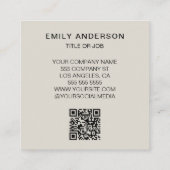 Modern Minimal Logo QR Vierkante Visitekaartje (Achterkant)