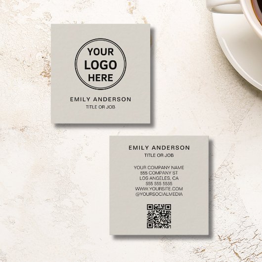 Modern Minimal Logo QR Vierkante Visitekaartje