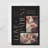 Modern Minimal Love is Patient Roos Gold Photo Save The Date (Voorkant)