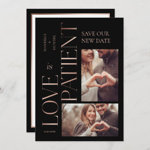 Modern Minimal Love is Patient Roos Gold Photo Save The Date