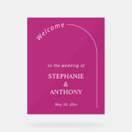 Modern Minimal Magenta with Arch Wedding         Acryl Bord