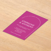 Modern Minimal Magenta with Arch Wedding    Acryl Uitnodigingen (Laagn)