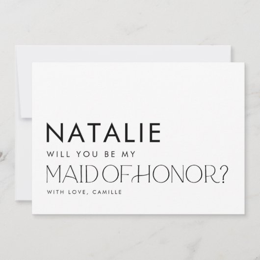 Modern Minimal Maid of Honor Proposal Kaart (Voorkant)