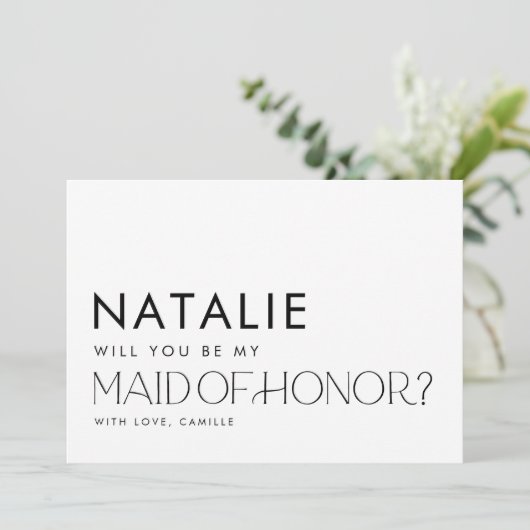 Modern Minimal Maid of Honor Proposal Kaart (Staand voorkant)