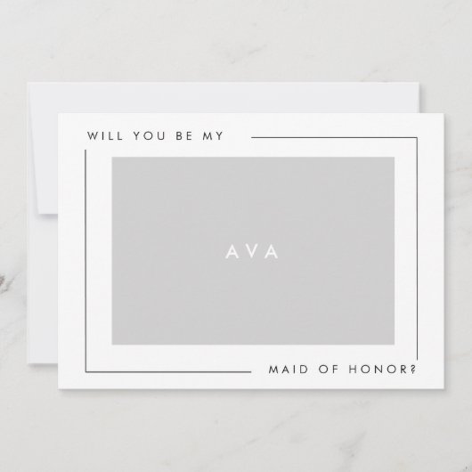 Modern Minimal Maid of Honor Voorstel Foto Aankondiging (Voorkant)