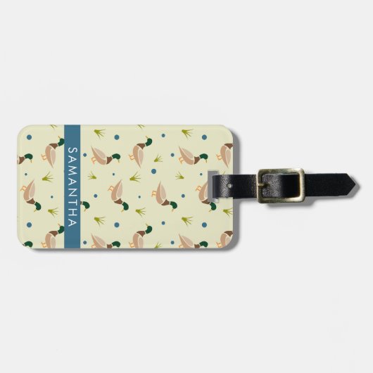 Modern Minimal Mallard Duck Pattern Bagagelabel (Voorkant horizontaal)