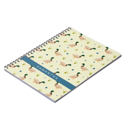 Modern Minimal Mallard Duck Pattern Notebook Notitieboek (Linkerzijde)