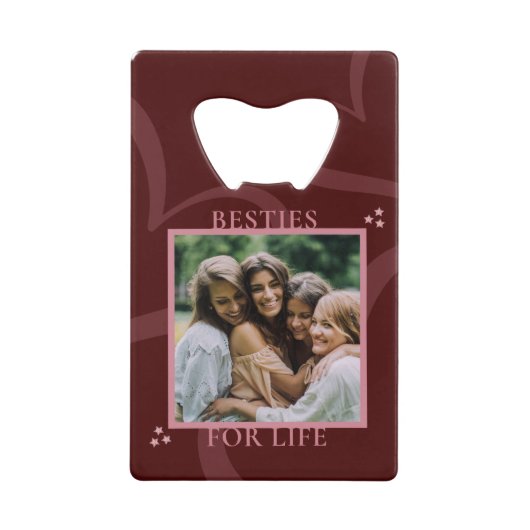 Modern Minimal Maroon Chic Typography Galentine's Creditkaart Flessenopener (Voorkant)