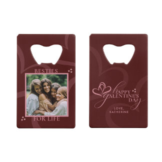 Modern Minimal Maroon Chic Typography Galentine's Creditkaart Flessenopener