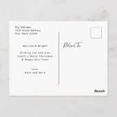 Modern Minimal Married and Bright Pas getrouwd Fot Briefkaart (Achterkant)