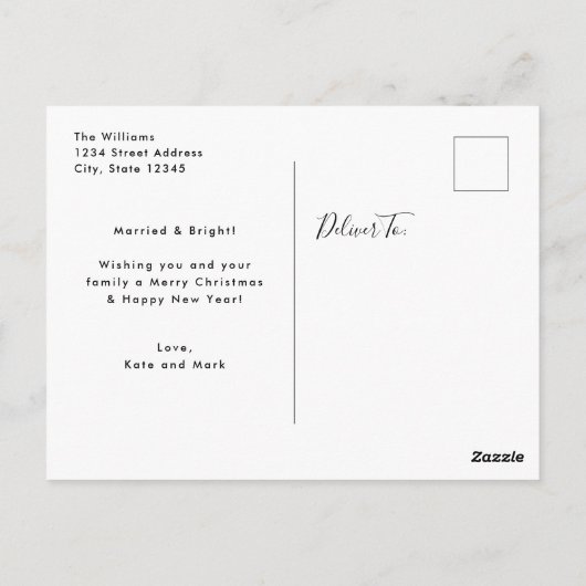 Modern Minimal Married and Bright Pas getrouwd Fot Briefkaart (Achterkant)
