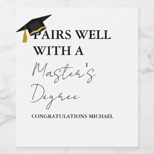 Modern Minimal Master's Degree Afstuderen Gift Wijn Etiket (Enkel label)