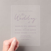 Modern Minimal Mauve Script Wedding Acryl Uitnodigingen (Insitu (Draagbaar))