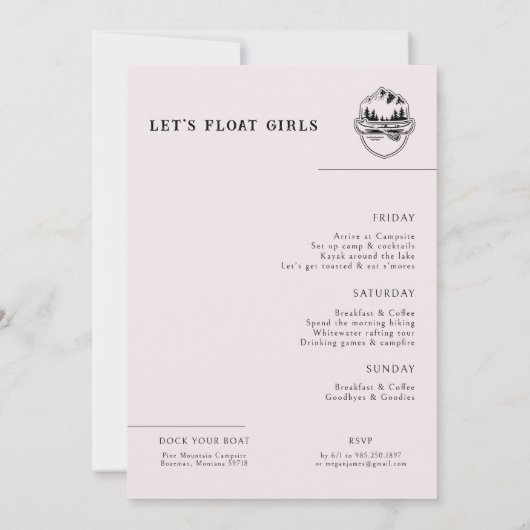 Modern minimal meer | Bachelorette Weekend Kaart (Achterkant)