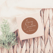 Modern Minimal Merry Christmas Rust Red Ronde Sticker