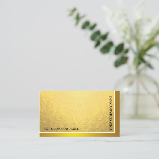 Modern Minimal Metal Glans & Folie Gold Visitekaartje (Staand voorkant)