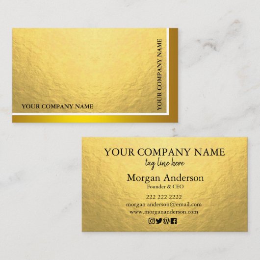 Modern Minimal Metal Glans & Folie Gold Visitekaartje (Voorkant / Achterkant)