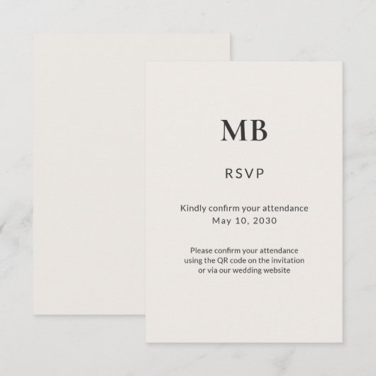 Modern Minimal Micro Wedding RSVP Kaartje (Voorkant / Achterkant)