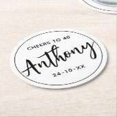 MODERN MINIMAL mijlpaal drink verjaardag Ronde Kartonnen Onderzetter (Gebogen)