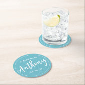 MODERN MINIMAL mijlpaal verjaardag drink aqua Ronde Kartonnen Onderzetter (Insitu)