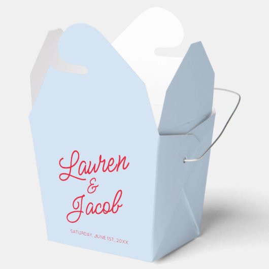 Modern Minimal Minimalist Blue and Red Wedding Bedankdoosjes (Geopend)